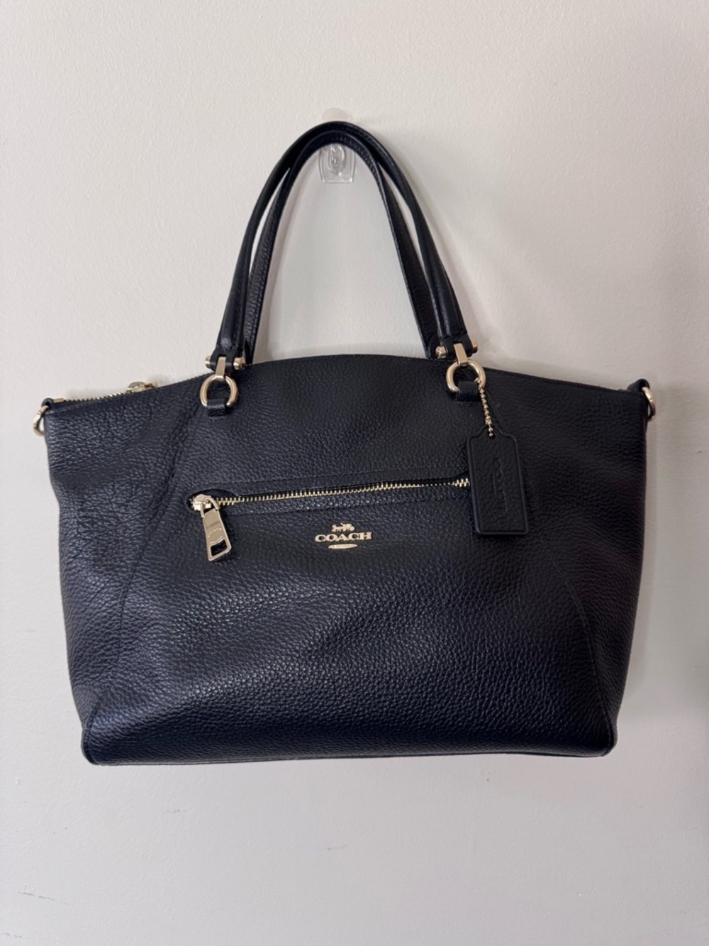 Coach Black Prairie Leather Satchel with Gold Hardware